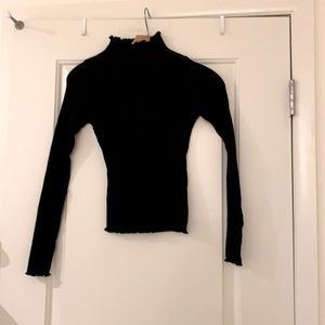 Ginger G black  ribbed mock turtleneck top